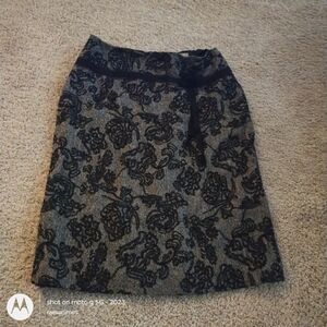 Ann Taylor Grey and Black Floral Skirt